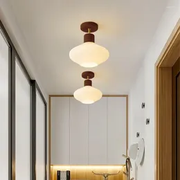 Ceiling Lights Solid Wood LED Light One Bedroom Bathroom Surface Install Lamp With 3 Colors Home Lighting Kitchen