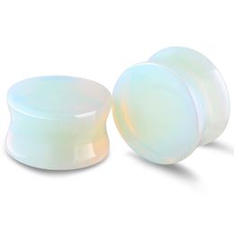 Clear Opalite stone Ear Plugs and Tunnels Double Flared Earring Stretcher Expander Piercing Body Jewelry 100pcs 5-12mm305e
