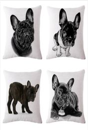 4545cm SexeMara Lovely French Bulldog Pattern Cotton Linen Cushion Cover Waist Square Pillow Cover Pillowcase Home Textile7102551