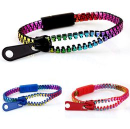 100pcs New Zip bracelet wristband candy bracelet Popular Zipper bangle bracelet Double Colors fluorescent color style F12016160128