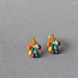 Hoop Earrings Design Niche Macaron Fashion Colourful Balloon Sweet Personality 925 Silver Needle Female