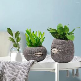 Vases Succulent Planter Pot Funny Flower Zipper Mouth Resin Set For Indoor Outdoor Gardening 2pcs Round