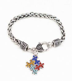 Charm Bracelets Fashion Women Bangles Alloy Enamel Autism Awareness Piece Autistic Bracelet Girl Jewelry 1313069684