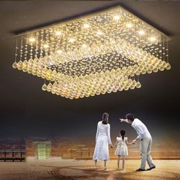 Modern simple rectangular crystal ceiling lamps living room dining room chandelier lights villa creative bedroom ceiling lights221z