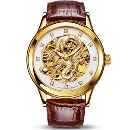 AESOP Dragon Watch Men Luxury Gold Automatic Mechanical Watch Sapphire Golden Men's Wristwatch Male Clock Men Relogio Masculi233h