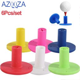 Golf Tees 6pc Rubber Golf Tees Stability Tee Holder 6 Colours 3.8 cm height Golf Training Aid for Driving Range and Practise Mat 231212