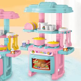 Kitchens Play Food 48Pcs Pretend Kitchen Toys Set Integrated Interesting Interactive Dining Car Toy Girl Christmas Gifts 231211