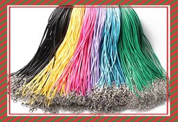 14 Colours 50cm Wax Leather Necklace Beading Cord String Rope with Lobster Clasp necklace bracelets DIY Jewellery Findings cheap 1612116420968