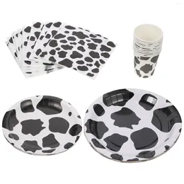 Disposable Dinnerware Cow Plate Dinner Napkins Party Paper Cute Plates Baby Birthday Tableware