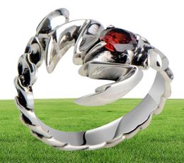 925 Sterling Silver Retro Scorpion king Scorpio Garnet Open Ring Men Thai Silver Fine Jewellery Gift Finger Ring CH025321 S1810100509892818