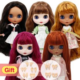 Dolls ICY DBS Blyth doll joint body white skin black dark DIY Make up special price give hand set AB girl gift 231212