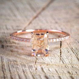 Cluster Rings Wish Selling European And American 18K Rose Gold Plated Engagement Set Ring Exquisite Micro Zircon Strip Wholesale