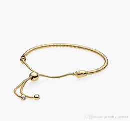 Fine jewelry Authentic 925 Sterling Silver Bead Fit P Charm Bracelets 14K Yellow Gold Hand Rope BRACELET Original Safety Chain Pendant DIY beads3825327