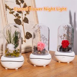 Fragrance Lamps Eternal Flower Night Light Creative Mute Lamp Mini Essential Oil Desk Bedroom USB Charging 231212