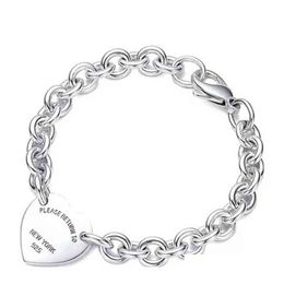 Charm Bracelets Bracelet For Women 925 Sterling Sier Heart-Shaped Pendant O-Shaped Chain High Quality Luxury Brand Jewellery Girlfriend Dhfd9