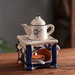 Fragrance Lamps Retro Candle Essential Oils Creative Ceramic Teapot Aromatherapy Oil Lamp s for Home Decor 231212