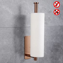 Toilet Paper Holders Rose Gold Toilet Paper Holder Adhesive 304 Stainless Steel for Bathroom Kitchen Paper Towel Roll Rack Long Tissue Hanging Black 231212