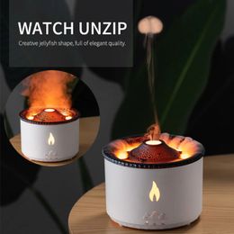 Essential Oils Diffusers 360ml Volcanic Flame Aroma Diffuser Oil USB Portable Air Humidifier with Smoke Ring Night Light Lamp Fragrance 231212