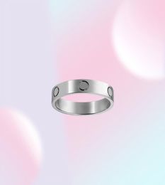 4mm 5mm Titanium Steel Silver Love Ring Men Women Rose Gold Jewellery Lovers Couple Designer Rings6335588