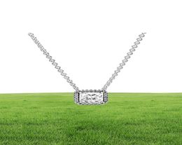 100 925 Sterling Silver Square Sparkle Halo Necklace Fashion Women Wedding Engagement Jewellery Accessories4904643