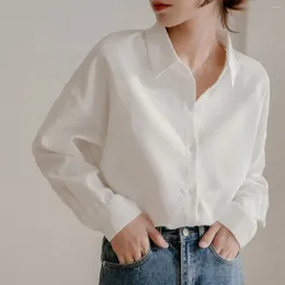 Women's Blouses Women Office Lady Cotton Tops Long Sleeve Thick Autumn Winter Korean Fashion Shirts