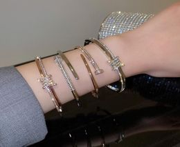 Fashion simple personality Bangle diamond nail open bracelet Women luxury jewelry6035308