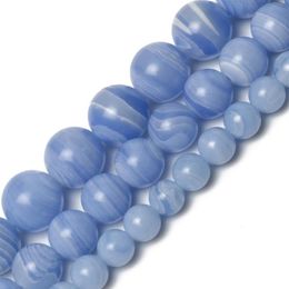 Other Natural Stone Beads Blue Lace Agates Round Loose For Jewellery Making Needlework Diy Charms Bracelet 6 8 10mm287t