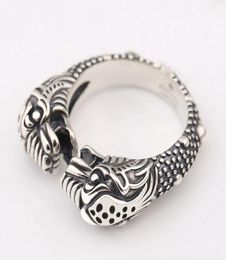 S925 sterling silver double-headed ring men and women retro sterling silver double-headed open ring adjustable opening2525453