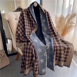 Fashion Winter Unisex Top Cashmere Scarf For Men Women High End Designer Oversized Classic Cheque Big Plaid Shawls and Scarves Scar270R