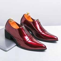 Dress Shoes Italian Luxury Men Red Pointed Wedding Man Shoe High Heels Patent Leather For Oxford Formal Designer