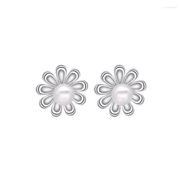 Stud Earrings Daisy Ins Wind Mesh Red Temperament Minimalist Women's S925 Sterling Silver Mini Flower