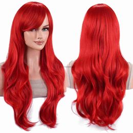 Cosplay Wigs Probeauty Mermaid Wig Long Red Curly Body Wave Wig Halloween Cosplay Costume Wig for Women Fashion Wig for Daily Party CosplL231212