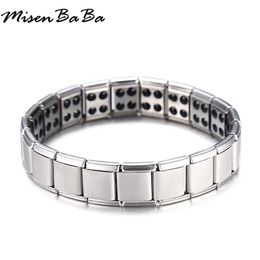 Magnetic Bracelets Stainless Steel Elastic Health Energy Balance Tourmaline Germanium Bracelet Bangle For Women Men Jewellery Gift223Y