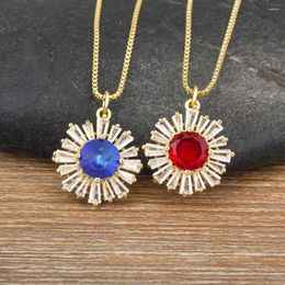 Pendant Necklaces Nidin Retro Style Fashion Personality 5 Colors Inlaid Necklace Minimalist Zircon Luxury Gold Plated Jewelry