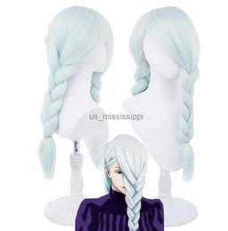 Cosplay Wigs Anime Jujutsu Kaisen Mei Cosplay Wig Light Blue Thick Braids Braided Long Ponytails Hair Sorcery Fight Role PlayL240124