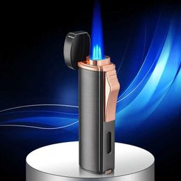 Large Firepower Cigar Lighter Metal Windproof Turbine No Gas Portable Outdoor Kitchen Barbecue Men's High end Gifts