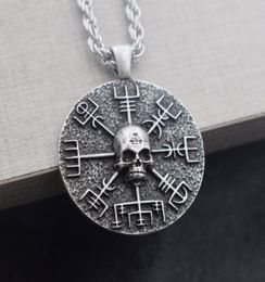 SanLan 12pcs Norse Vikings Gear Vegvisir with skull necklace amulet5318010