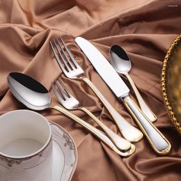 Dinnerware Sets 30 Piece Silverware Set Service For 6 Premium Stainless Steel Flatware Durable Home Kitchen Eating Tableware Shiny Gold