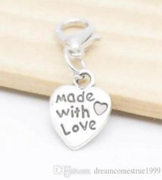 100Pcs alloy Made Whit Love Charms lobster Clasp Dangle Charms For Jewellery Making findings new6810370