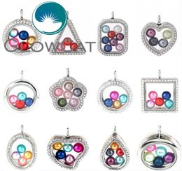 Pendant Necklaces 16 Styles Magnetic Living Memory 8mm Beads Locket Pearl Cage Floating Glass With Rhinestone7557107