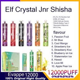 Jnr Shisha Hookah 12000 Puff Vapour Disposable Vape Pen Crystal Bar Evappe Elegant 12000 Puffs Vaper 0% 2% 5% Nicotine E Cigarette China Wholesale