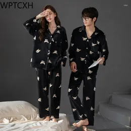 Women's Sleepwear Couple Pyjamas Autumn Winter Cardigan Plus Thick Keep Warm Men's Lapel Two Piece Sets Loungewear Home Wear