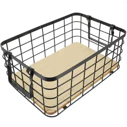 Dinnerware Sets Wrought Iron Storage Basket Metal Baskets Small Organising Wire Handle Wood Farmhouse Tablescape Decor