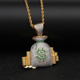 Pendant Necklaces Classic Men's Money Bag Necklace Fashion Cash Coin Hip Hop Charm Bead Jewelry Gift For Men And Women238V