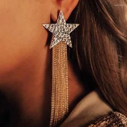 Dangle Earrings Luxury Elegant Star Crystal Long Tassels Statement For Women Charming Party Fashion Earings Jewelry 2023 Ohrringe Damen