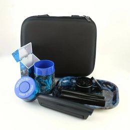 8pcs/set, Blue Smoking Set - Spice Grinder, Rolling Tray, Rolling Machine, Pre-rolled Cones Storage Tube, Storage Case, Storage Jar, Portable Storage Bag