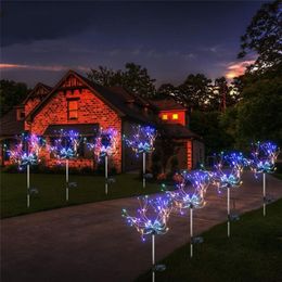 LED Solar Firework Lights Outdoor Waterproof Fairy Garland 90 150 LEDs Light String Garden Lawn Street Christmas Decoration 201212300S