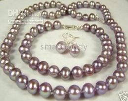 Fine 89mm Natural Muscatel purple grapes Pearl Necklace Bracelet Earrings Set6213697