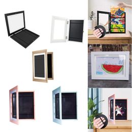 Frames Kids Art Frame Horizontal And Vertical Display Po Wooden Children Artwork For Drawings Pictures Certificate