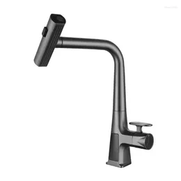 Kitchen Faucets Gun Grey Splash Proof Digital Display Pull-out Faucet Rotatable Household Cold And